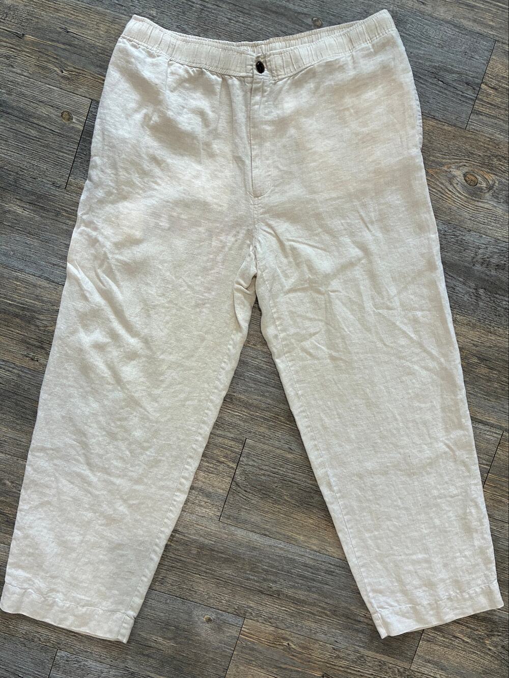 Pusser’s West Indies 100% Linen Pants Womens M Cream Tropical Resort Beach Yacht